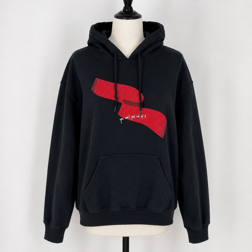 Taylor Swift All Too Well Red Scarf Hoodie Medium Black Lyrics Graphic Pullover